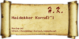 Haidekker Kornél névjegykártya